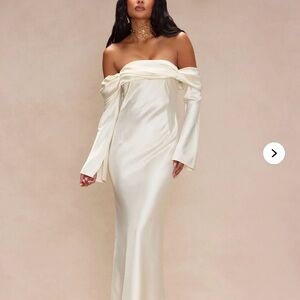 Amandine Satin Maxi Dress - Cream